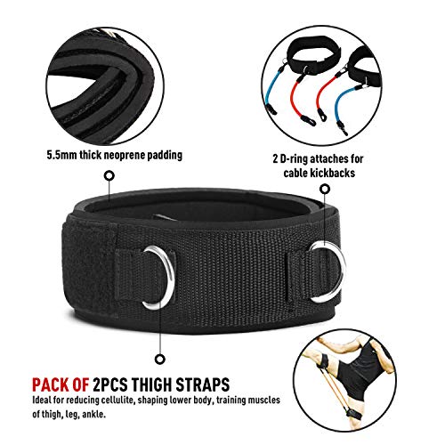 image for TOBWOLF 4 Pack Fitness Thigh Straps with Ankle Cuffs, Soft Neoprene Pa