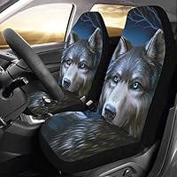 Artsadd Wolf Fabric Car Seat Covers (Set of 2) Best Automobile Seats Protector