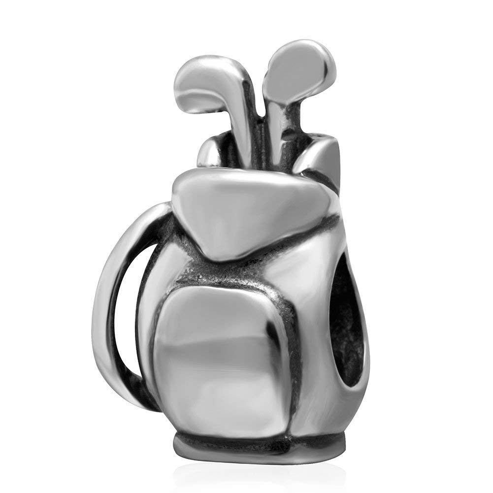 JiaRong Charms 925 Sterling Silver Golf Bag Charm for Pandora Charm Bracelet