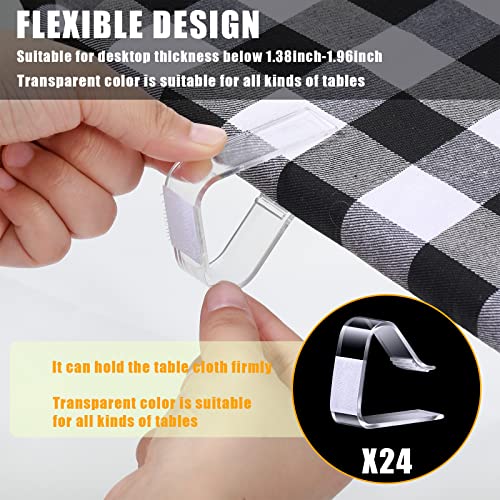 24 Pieces Clear Table Skirting Clips Plastic Table Cloth Hold Down Plastic Tablecloth Clips for