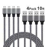 Micro USB Cable, Xcords 4Pack 10FT Premium Super-Durable High Speed Sync&Charging Cable for Android,Samsung,Smartphones,Tablets,PS4,Xbox One,MP3 and More(Carbon Black)
