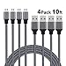 Micro USB Cable, Xcords 4Pack 10FT Premium Super-Durable High Speed Sync&Charging Cable for Android,Samsung,Smartphones,Tablets,PS4,Xbox One,MP3 and More(Carbon Black)