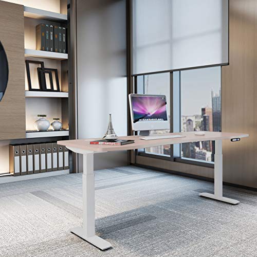 Sunon 63'' x 29.5" Table Top Laminate Top Executive Office Desktop Height Adjustable Electric Standing Desk Frame DIR38149073WH (Light Oak) - Thumbnail 3