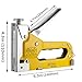 Staple Gun，Upholstery Stapler with Staples 3-In-1 Heavy Duty Hand Operated Brad Nail Gun Power Brad Nailer Tacker For Crafts, Wooden, Furniture,Decoration, Fxing - BONUS 400 Staples, Free Glove，Yellow