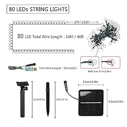 Solar String Lights, COOLAPA 80 Led 46 FT Warm