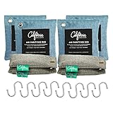 Activated Charcoal Air Freshener Bags (8 Pack with Hooks), Carbon Activated Charcoal Deodorizer for Home, Charcoal Bamboo Odor Eliminator Inserts for Shoes & Bags, Charcoal Moisture Absorber