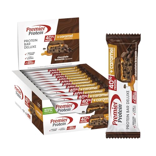 Premier Protein - Protein Bar Deluxe 40 percent - Chocolate Brownie - 12x50g - Low sugar - Low Carb - Palm Oil Free