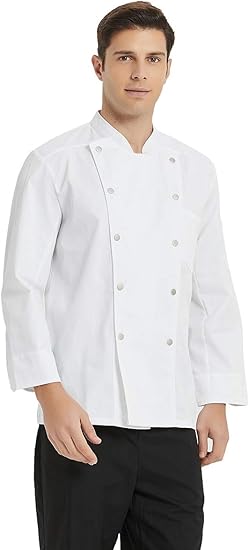 Amazon Co Jp Nanxson コック服 シエフ シエフ服 メンズ 調理服 コックコート 厨房 ワークコート 長袖 洋食 おしゃれ シエフジャケット 白 料理服 コック Cfm0061 服 ファッション小物