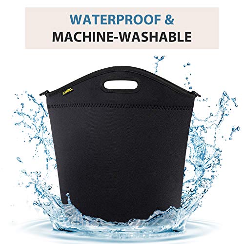 Large Neoprene Lunch Bag for Women Adults, 14" x 14" x 5.5" Insulated Big Lunch Tote Box Reusable Lunch bag for Work Office Outdoors Travel (Black) - Thumbnail 3