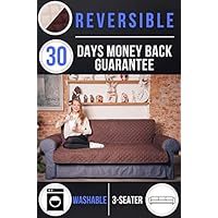 Deluxe Original Reversible Sofa Cover. Heavy and Durable 270 GSM Fabric, Double colored - Brown/Beige, Hypoallergenic, Washable, Waterproof Protection, Quilted pattern, ECO. For 3-Seater Sofas.