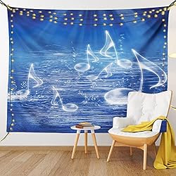 Ambesonne Music Tapestry, Water Musical Notes