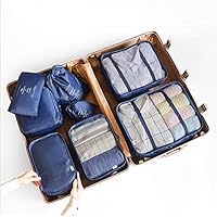 DesertCreations 8 Packing Cubes Luggage Organizer Set，Durable Water Proof Travel Storage Suit Packing Organizers for Travel，Camping(navy)