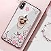iPhone Xs Case,iPhone X Case,WATACHE Glitter Sparkly Diamond Secret Garden Floral Butterfly Clear Back Soft TPU Case Bling Shiny Rhinestone Ring Grip Holder Stand iPhone Xs/X (5.8
