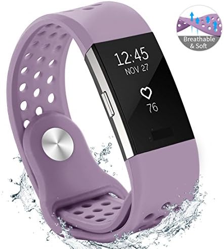 Hanlesi Fitbit Charge 2 Strap Bands, Sport Wrist Strap Fitness Accessories Adjustable Soft Silicone Replacement Straps Breathable for Fitbit Charge 2 Activity Wristband