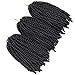 3 Pack Spring Twist Ombre Colors Crochet Braids Synthetic Braiding Hair Extensions 8 Inches 50 Strands/pieces (8 INCHES, Black)