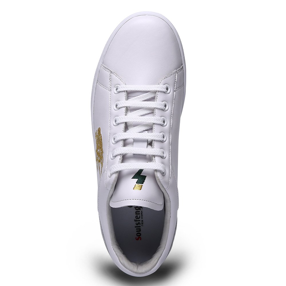 Soulsfeng Men Women Trainers Skateboarding Shoes Top Layer Leather White Shoes(White 7UK)