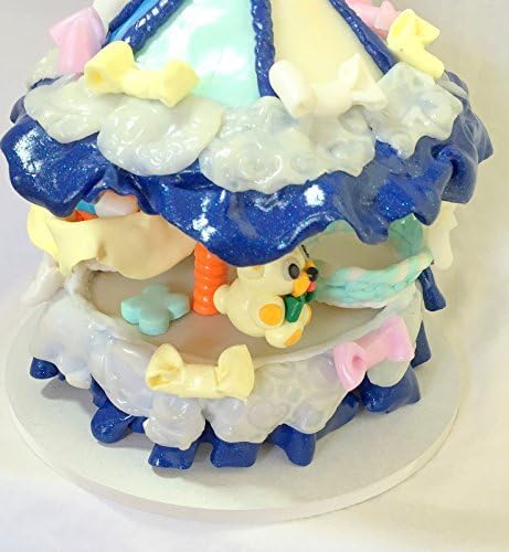 Merry-go-round, carousel, fimo, fact hand/blue/figurine/baby/bear/fantasia/attraction/glitter/cape/orange/strap/idea gift/baby shower/baptism.