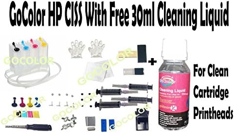 GoColor Empty Continuous Ink Tank Supply System CISS Kit with 30 ml Cleaning Liquid for HP 46 Cartridge