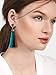 Peacock Blue Teal Fringe Dangle Drop Thread Tassel Earrings Rhinestone Boho Jewelry Long Tassel Stud Earrings for Women