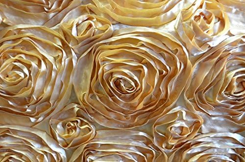 American Home Design Gold Satin Rosette Embroidered Table Runner 15" x 108" (3-Pack)