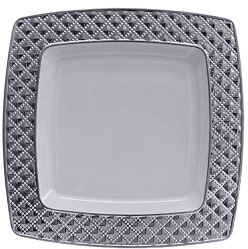 Diamond Collection Elegant China-like Disposable Plates, 7.6