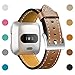 CreateGreat Leather Bands Compatible Fitbit Versa,Classic Vintage Genuine Leather Replacement Accessories Wristbands with Stainless Metal Clasp for Fitbit Versa Smartwatch
