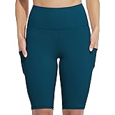 SOCIALA Womens Biker Shorts with Side Pockets Workout Athletic Running Yoga 12" Bike Shorts