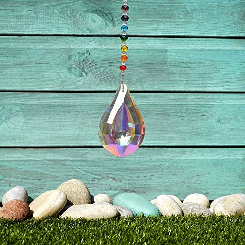 Nice Dream Sun Catcher Feng Shui Crystal Suncatchers for Window with Chakra Bead and 76mm Chandelier Crystal Prism Drops