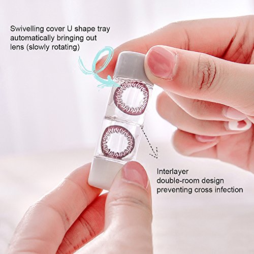 Contact Lens Case Portable Travel Glasses Box Eye Care Kit With a Carry-On Mirror - Thumbnail 2