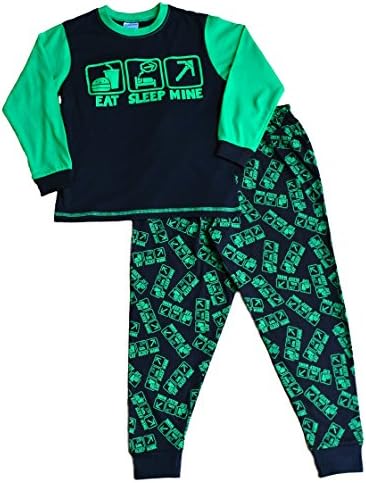 Boy's Eat Sleep Mine Pajamas Fantastic Computer Game Style All Over Print 7 to 14 Years (12)