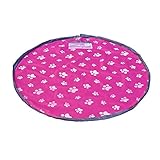 LINJING Portable Toy Mat and Toy Storage Bag - Drawstring Backpack for Lego,unfolds as Kids Play Mat or Activity Mat (Pink)