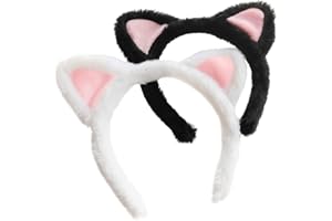 ajdvart Cat Ears Headband 2-Pack – Plush Fuzzy Hairbands for Cosplay, Makeup, Yoga, and Photo Props for Adults and Kids