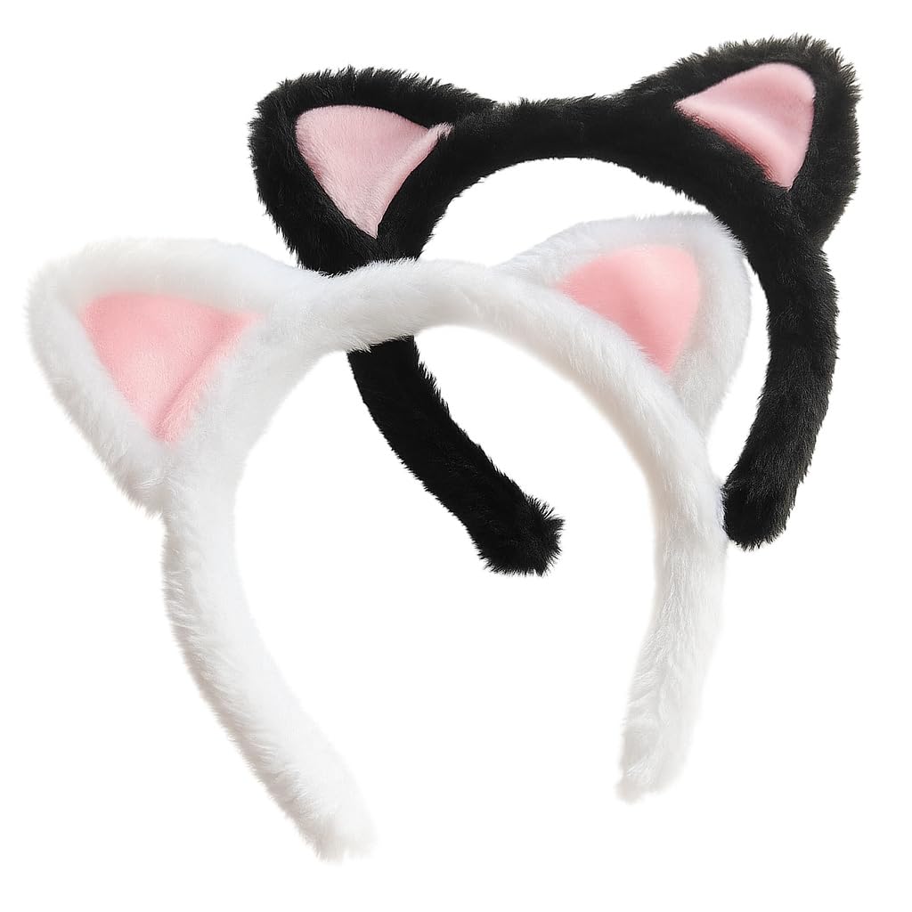 Photo 1 of ***MISSING ONE PIECE***
ajdvart Cat Ears Headband 2?Pack – Plush Fuzzy Headbands for Cosplay, Makeup, Yoga, Spa & Photo Props — One Size Fits Most