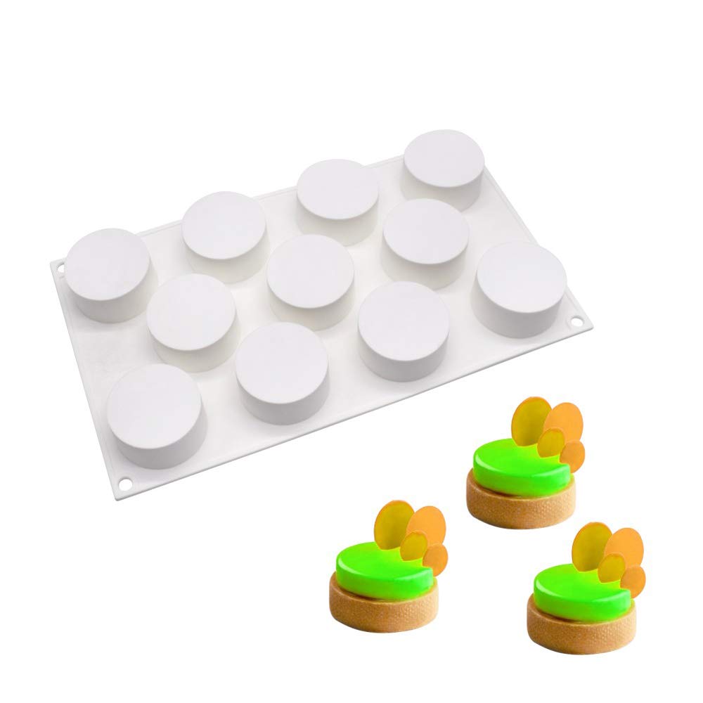Silicone French Mousse Cake Molds 3D Bakeware DIY Mould, 11 Holes Cylinder