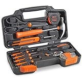 VonHaus Orange 39-Piece Homeowner Tool Set - General Household Hand Tool Kit with Plastic Toolbox Storage Case