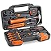VonHaus Orange 39 Piece General Tool Set - Home Hand Tool Kit with Plastic Toolbox Storage Case