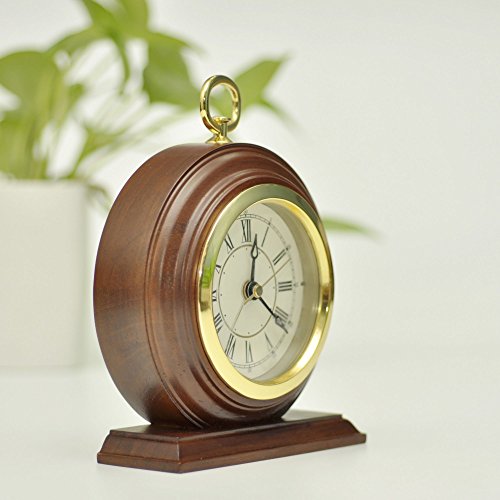 ECVISION Silent Vintage Handmade Wood Alarm Clock Bedside Wooden Table