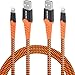 EVISTR Lightning Cable MFi Certified - 2 Pack 6FT Charging Cord Compatible for iPhone 11, X, Xs, XR, 8, 7, 6, iPad, Nylon Braid Sync Data Fast USB Charger (Orange, 6FT+6FT)