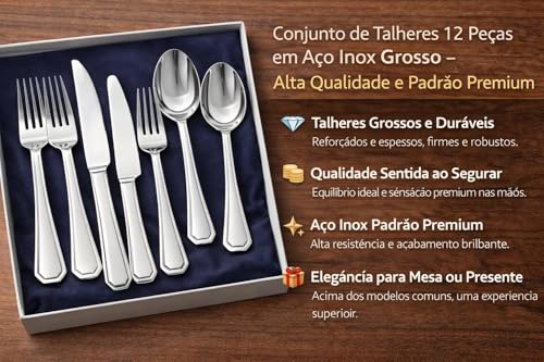 Conjunto de Talheres em Aço Inox Grosso Scazu – 24 Peças – Qualidade, Design Premium e Máxima Durabilidade