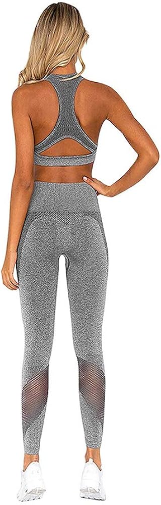 Hotexy Women's Workout Sets 2 Pieces Suits High Waisted Yoga Leggings with Stretch Sports Bra Gym Clothes: Clothing