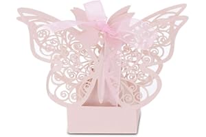 100 PCS Small Candy Box Bulk Wedding Favor Box Cube Butterfly Candy Sugar Chocolate Foldable Boxes for Birthday Wedding Party