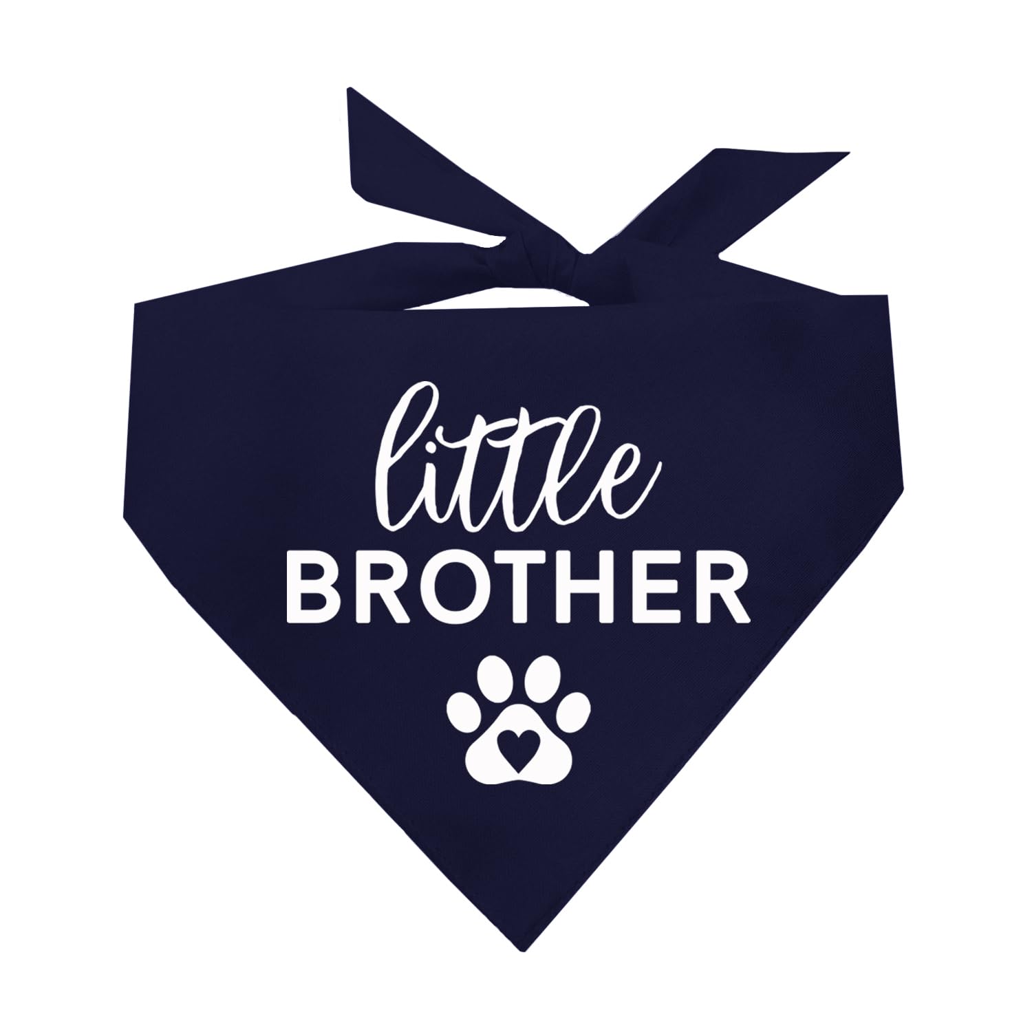 My Dog Bandana Little Brother with Heart Paw Printed Dog Bandana (Assorted Colors) Navy One Size