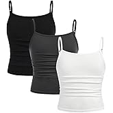 BekeBig Girl's Tank Tops 3 Packs Sleeveless Casual Camisole Undershirt Spaghetti Strap Slim Fit Cami Kids Basci Top for 8-12Y