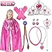 Princess Dress Up Costume Accessories Aurora Gift Set for Princess Cosplay Gloves Tiara Wand and Cloak (Pink) (10Pieces)