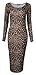Womens Aztec Skull Lips And Leopard Print Long Sleeves Midi Dress