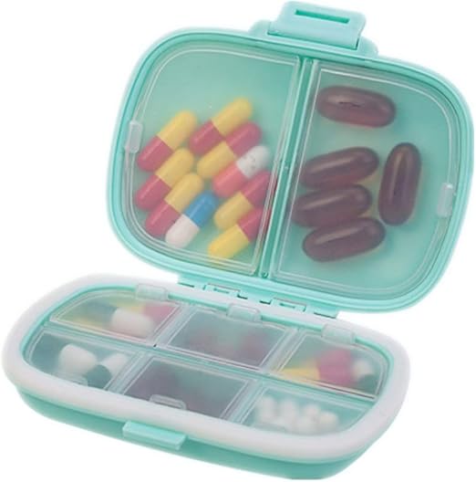 Portable Pill Case for Purse,USChoice 8 Compartments Airtight Daily Pill Organizer