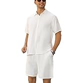 Lfggick Men's 2 Piece Outfits Summer Beach Short Sleeve Shirts and Shorts Vacation Outfits Shirt and Shorts Sets for Men