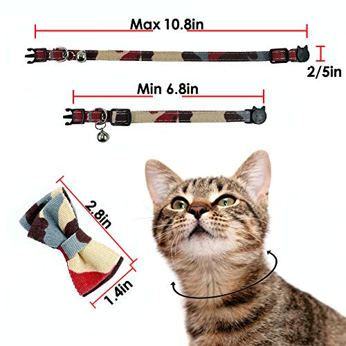 Cat Collar Bowtie with Bell, Quick Release Buckle Safety and Durable