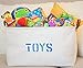 OrganizerLogic Canvas Storage Basket - Large Storage Bin with Handles - Decorative Storage Containers in Beige with Blue Lettering- 22