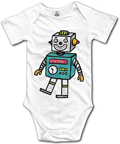 MeiNa Cute Robot Toy Baby's Short Sleeve Climbing Suits Bodysuit Size 24 Months White